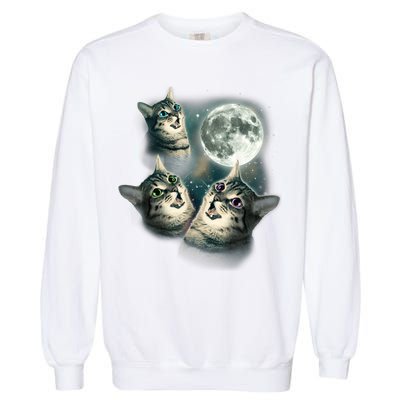 Funny Cat Three Cat Moon 3 Wolfs Cute Kitten Graphic Garment-Dyed Sweatshirt