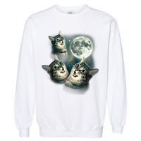 Funny Cat Three Cat Moon 3 Wolfs Cute Kitten Graphic Garment-Dyed Sweatshirt