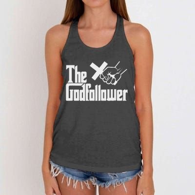 Funny Christian The God follower Women's Knotted Racerback Tank