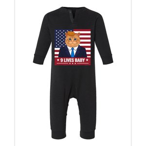 Funny Cat Trump 9 Lives Baby Even My Cat Loves Trump 2024 Infant Fleece One Piece