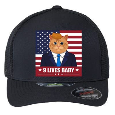 Funny Cat Trump 9 Lives Baby Even My Cat Loves Trump 2024 Flexfit Unipanel Trucker Cap