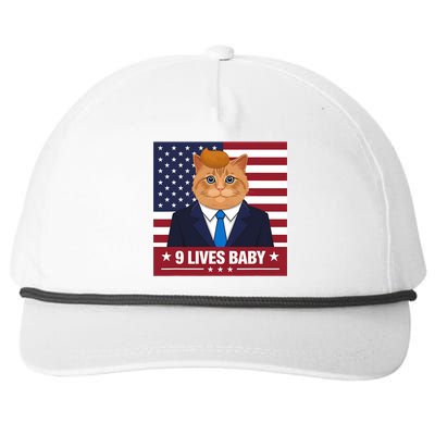 Funny Cat Trump 9 Lives Baby Even My Cat Loves Trump 2024 Snapback Five-Panel Rope Hat