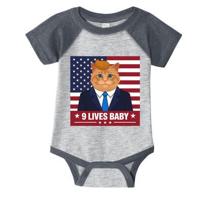 Funny Cat Trump 9 Lives Baby Even My Cat Loves Trump 2024 Infant Baby Jersey Bodysuit