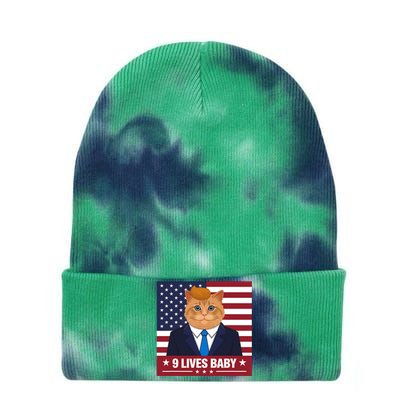 Funny Cat Trump 9 Lives Baby Even My Cat Loves Trump 2024 Tie Dye 12in Knit Beanie