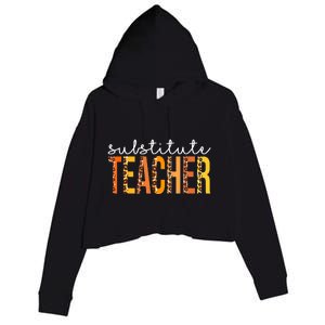 Funny Cute Thanksgiving Substitute Teacher Leopard Fall Autumn Crop Fleece Hoodie