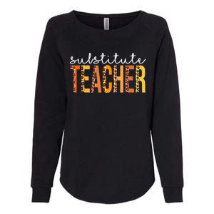 Funny Cute Thanksgiving Substitute Teacher Leopard Fall Autumn Womens California Wash Sweatshirt