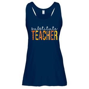 Funny Cute Thanksgiving Substitute Teacher Leopard Fall Autumn Ladies Essential Flowy Tank