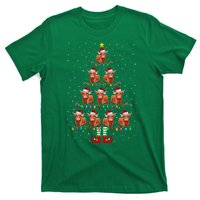 Funny Christmas Tree Lights Santa Hat Elf Highland Cow Xmas Tree Gift T-Shirt