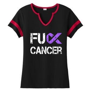 Fuck Cancer Testicular Cancer Awareness Funny Gift Cool Gift Ladies Halftime Notch Neck Tee