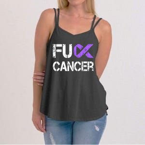 Fuck Cancer Testicular Cancer Awareness Funny Gift Cool Gift Women's Strappy Tank