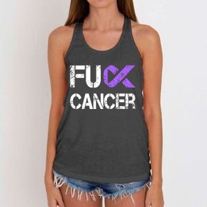 Fuck Cancer Testicular Cancer Awareness Funny Gift Cool Gift Women's Knotted Racerback Tank