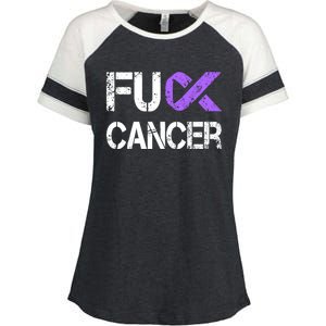 Fuck Cancer Testicular Cancer Awareness Funny Gift Cool Gift Enza Ladies Jersey Colorblock Tee