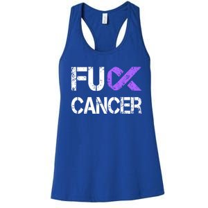 Fuck Cancer Testicular Cancer Awareness Funny Gift Cool Gift Women's Racerback Tank