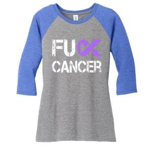 Fuck Cancer Testicular Cancer Awareness Funny Gift Cool Gift Women's Tri-Blend 3/4-Sleeve Raglan Shirt