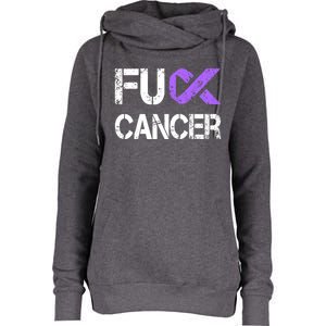 Fuck Cancer Testicular Cancer Awareness Funny Gift Cool Gift Womens Funnel Neck Pullover Hood