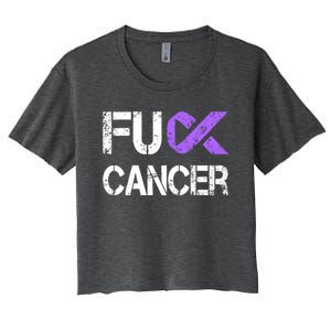 Fuck Cancer Testicular Cancer Awareness Funny Gift Cool Gift Women's Crop Top Tee