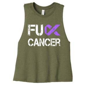 Fuck Cancer Testicular Cancer Awareness Funny Gift Cool Gift Women's Racerback Cropped Tank