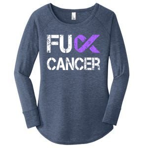 Fuck Cancer Testicular Cancer Awareness Funny Gift Cool Gift Women's Perfect Tri Tunic Long Sleeve Shirt