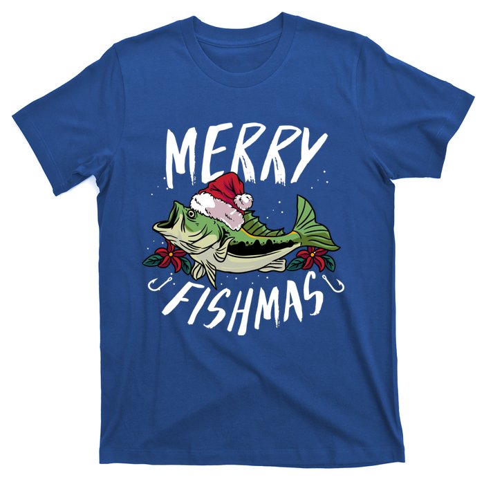 Funny Christmas Themed Bass Fishing Design Merry Fishmas Meaningful Gift T-Shirt