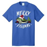 Funny Christmas Themed Bass Fishing Design Merry Fishmas Meaningful Gift Tall T-Shirt