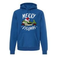 Funny Christmas Themed Bass Fishing Design Merry Fishmas Meaningful Gift Premium Hoodie