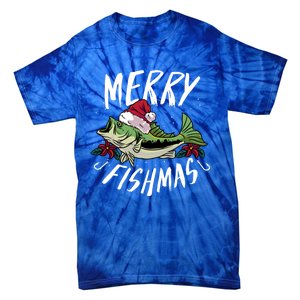 Funny Christmas Themed Bass Fishing Design Merry Fishmas Meaningful Gift Tie-Dye T-Shirt