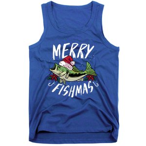 Funny Christmas Themed Bass Fishing Design Merry Fishmas Meaningful Gift Tank Top