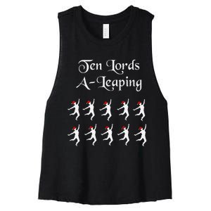  Funny Christmas Tee Shirt Lords A Leaping Tee  Women's Racerback Cropped Tank