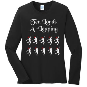  Funny Christmas Tee Shirt Lords A Leaping Tee  Ladies Long Sleeve Shirt