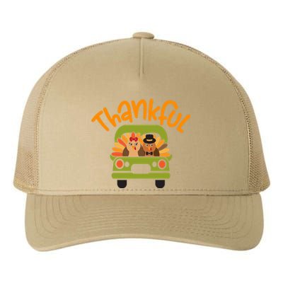 Funny Cute Truck Turkeys Thankful Turkey Happy Thanksgiving Gnomes Yupoong Adult 5-Panel Trucker Hat