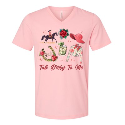 Funny Cute Talk Derby To Me Horse Racing V-Neck T-Shirt