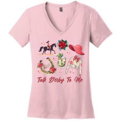 Funny Cute Talk Derby To Me Horse Racing Women's V-Neck T-Shirt