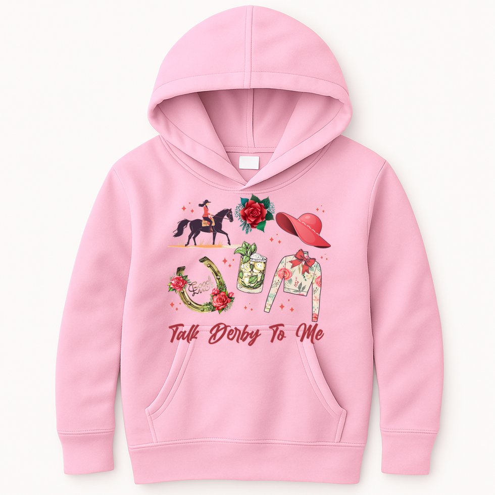 Funny Cute Talk Derby To Me Horse Racing Kids Hoodie