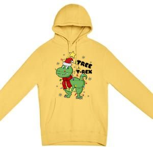 Funny Christmas Tree Rex Christmas Lights Santa Cool Gift Premium Pullover Hoodie