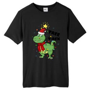 Funny Christmas Tree Rex Christmas Lights Santa Cool Gift Tall Fusion ChromaSoft Performance T-Shirt