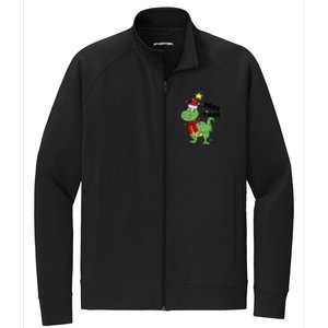 Funny Christmas Tree Rex Christmas Lights Santa Cool Gift Stretch Full-Zip Cadet Jacket