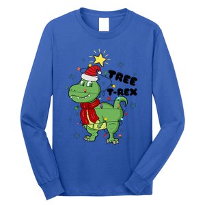 Funny Christmas Tree Rex Christmas Lights Santa Cool Gift Long Sleeve Shirt