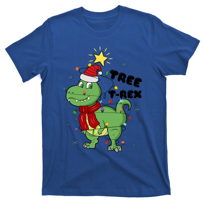 Funny Christmas Tree Rex Christmas Lights Santa Cool Gift T-Shirt