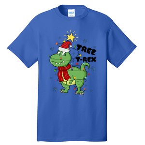 Funny Christmas Tree Rex Christmas Lights Santa Cool Gift Tall T-Shirt