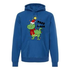 Funny Christmas Tree Rex Christmas Lights Santa Cool Gift Premium Hoodie