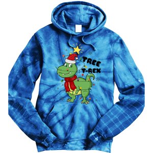 Funny Christmas Tree Rex Christmas Lights Santa Cool Gift Tie Dye Hoodie