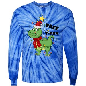 Funny Christmas Tree Rex Christmas Lights Santa Cool Gift Tie-Dye Long Sleeve Shirt