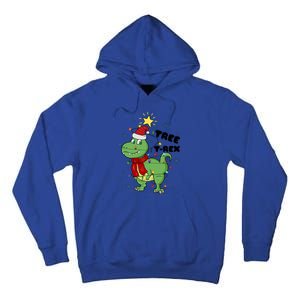 Funny Christmas Tree Rex Christmas Lights Santa Cool Gift Tall Hoodie