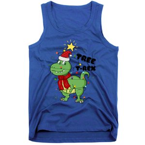 Funny Christmas Tree Rex Christmas Lights Santa Cool Gift Tank Top