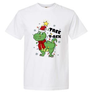 Funny Christmas Tree Rex Christmas Lights Santa Cool Gift Garment-Dyed Heavyweight T-Shirt