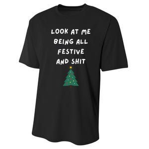 Funny Christmas Tree Gift Performance Sprint T-Shirt