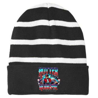 Funny Cute Trump Hotter Than A Hoochie Coochie Gift Striped Beanie with Solid Band