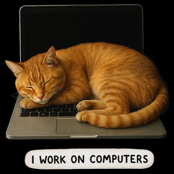 Funny Cat Tech I Work On Computers Lazy Cat Laptop Humor Drawstring Bag