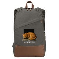 Funny Cat Tech I Work On Computers Lazy Cat Laptop Humor Cotton Canvas Backpack