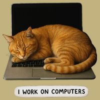 Funny Cat Tech I Work On Computers Lazy Cat Laptop Humor Mousepad